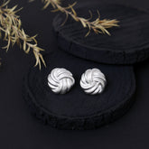 Knot Etched Silver Stud Earring
