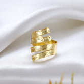 Ethereal Folds Weave Gold Adjustable Ring