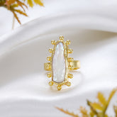 Snowy Droplet Adjustable Gold Ring