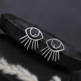 Eye Lash Silver Stud Earring
