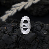 Furrow Encrust Adjustable Silver Ring