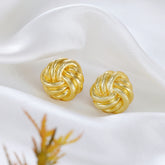 Knot Etched Gold Stud Earring