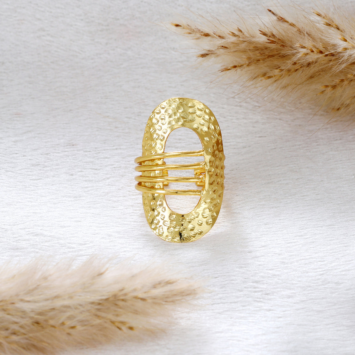 Furrow Encrust Adjustable Gold Ring