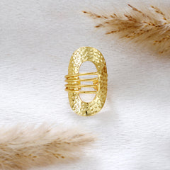 Furrow Encrust Adjustable Gold Ring
