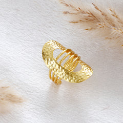 Furrow Encrust Adjustable Gold Ring