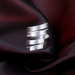 Ethereal Folds Adjustable Silver Ring