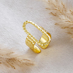 Furrow Contour Adjustable Gold Ring