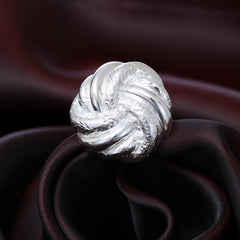 Knot Etched Adjustable Silver Ring