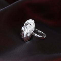 Knot Etched Adjustable Silver Ring