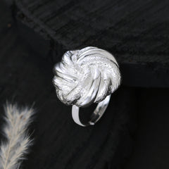 Knot Etched Adjustable Silver Ring