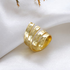 Ethereal Folds Weave Gold Adjustable Ring