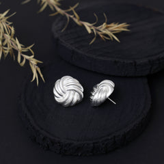 Knot Etched Silver Stud Earring
