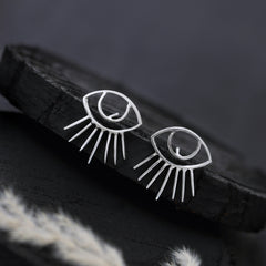 Eye Lash Silver Stud Earring