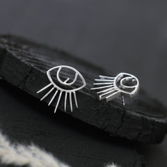 Eye Lash Silver Stud Earring