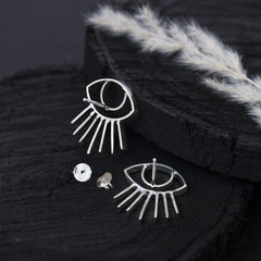 Eye Lash Silver Stud Earring