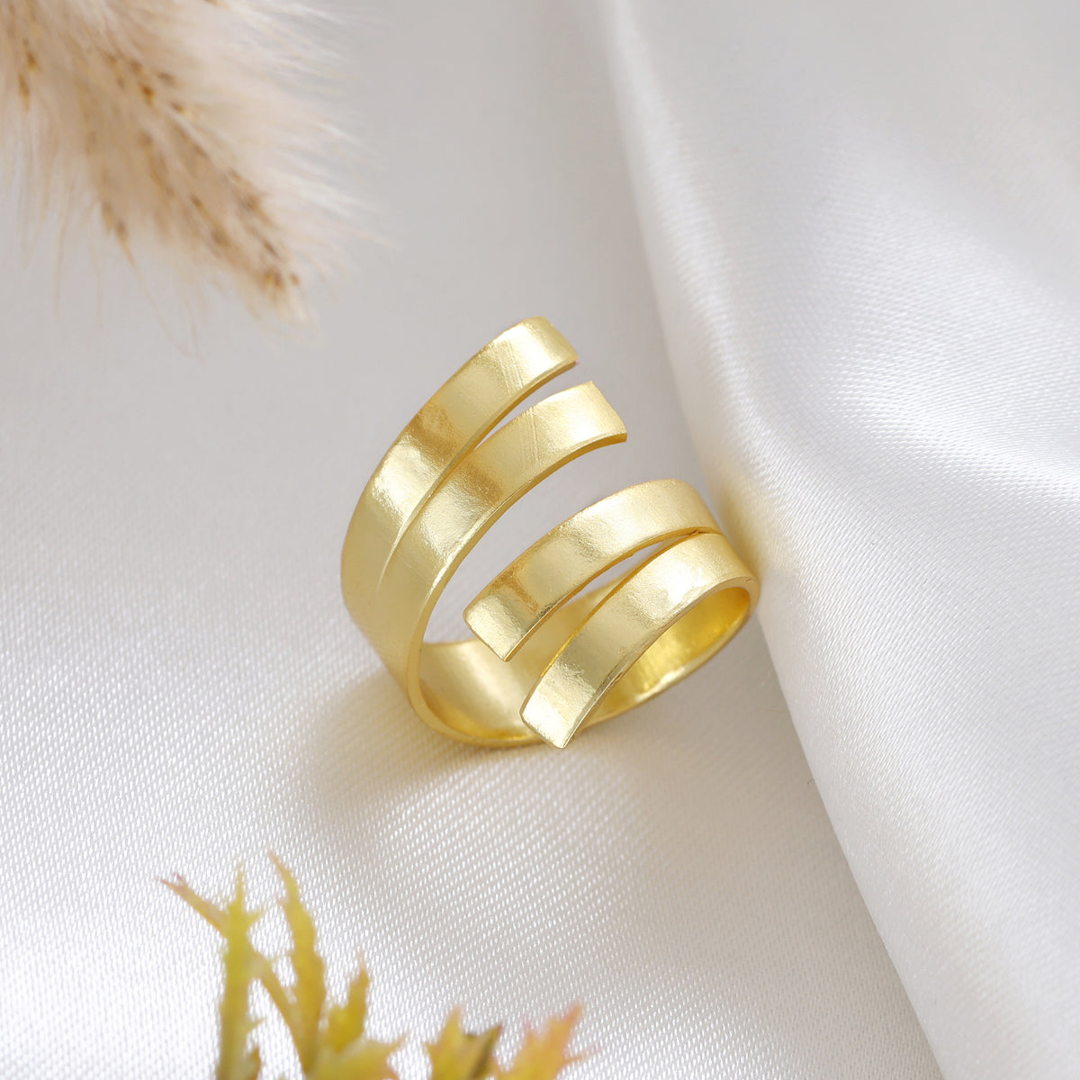 Ethereal Folds Adjustable Gold Ring