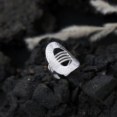 Furrow Encrust Adjustable Silver Ring
