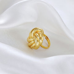 Knot Etched Adjustable Gold Ring