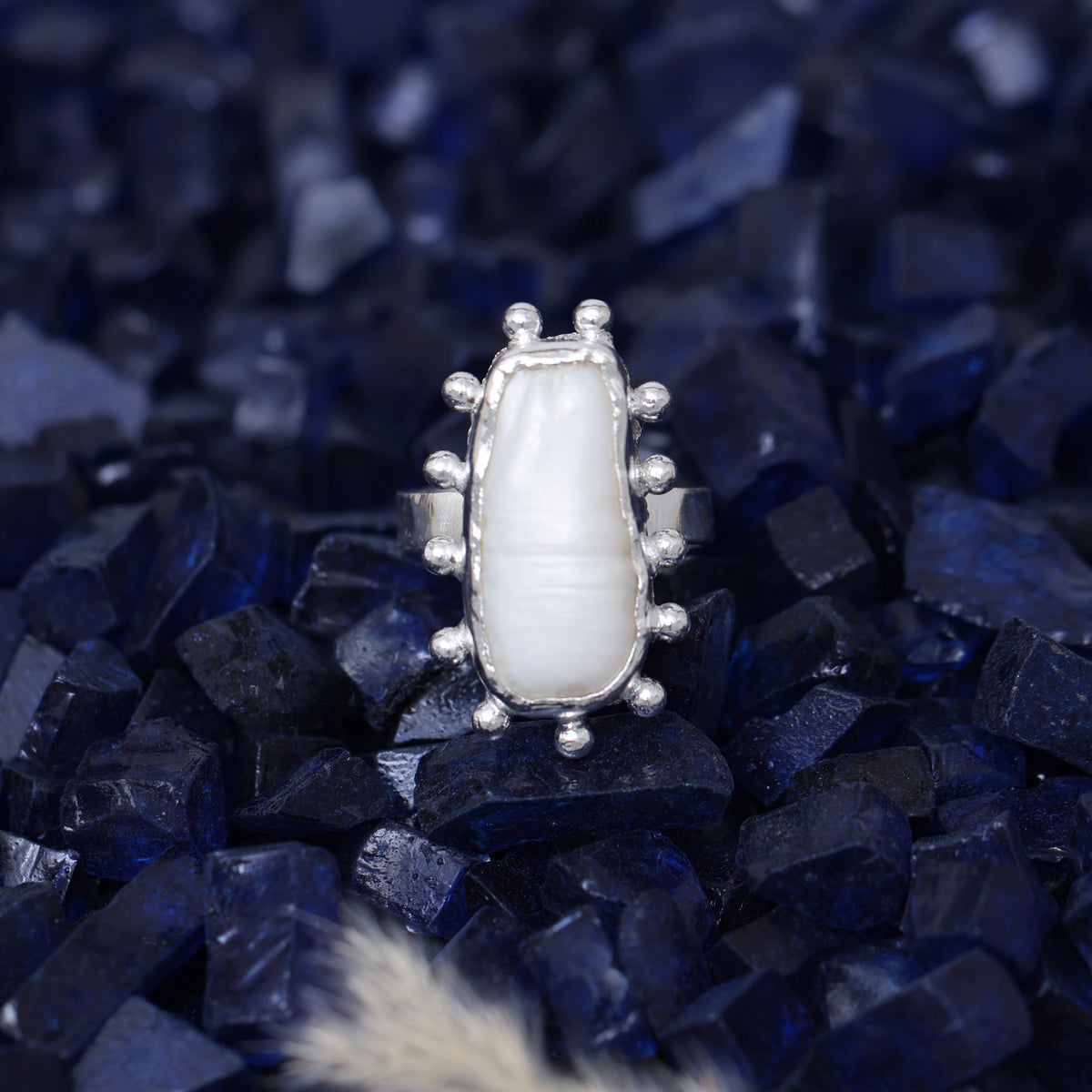 Snowy Droplet Adjustable Silver Ring