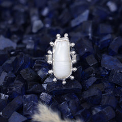Snowy Droplet Adjustable Silver Ring