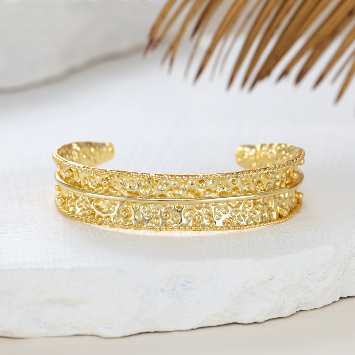Furrow Dew Drop Adjustable Gold Cuff Bracelet