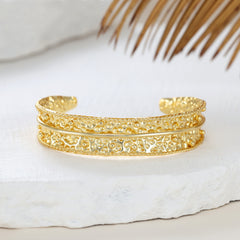 Furrow Dew Drop Adjustable Gold Cuff Bracelet