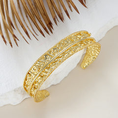 Furrow Dew Drop Adjustable Gold Cuff Bracelet
