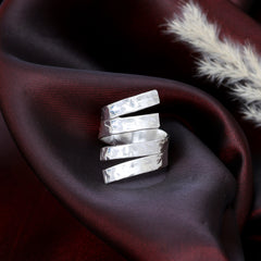 Ethereal Folds Weave Adjustable Silver Ring