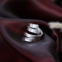 Ethereal Folds Weave Adjustable Silver Ring