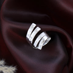 Ethereal Folds Weave Adjustable Silver Ring