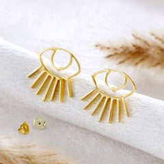 Eye Lash Gold Stud Earring