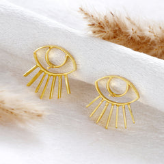 Eye Lash Gold Stud Earring