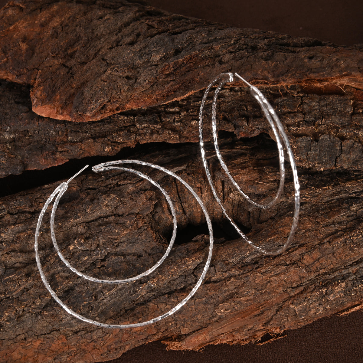Forge Silver Hoops Earring
