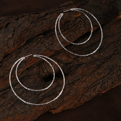 Forge Silver Hoops Earring