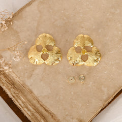 Ginkgo Giant Gold Earring